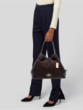 Coach Edie 31 Signature Jacquard Shoulder Bag Dark Brown 36466